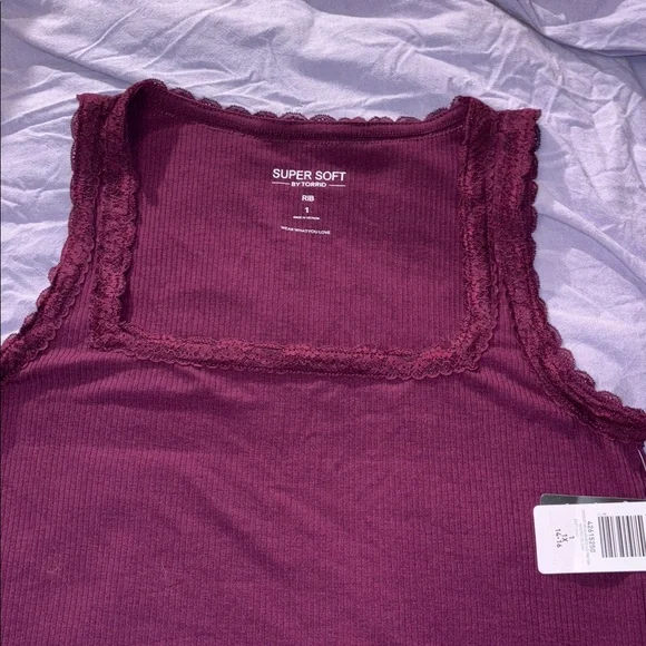 Torrid size 1 rib super soft cami with lace details NWT in purple - Picture 3 of 7